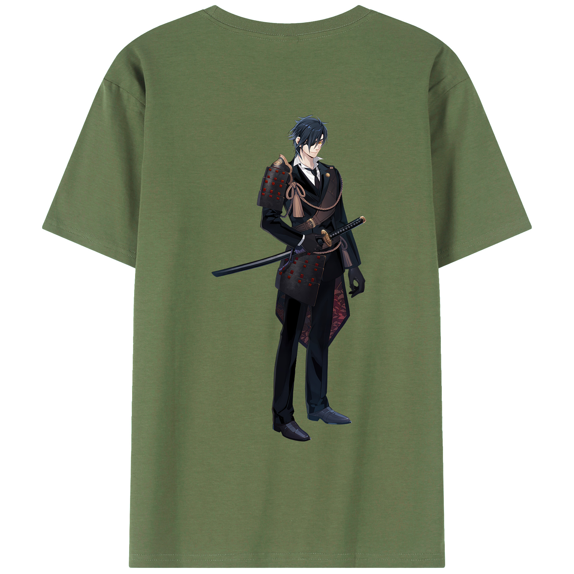 （画像用） 刀剣乱舞 Touken Ranbu 綿100％ メンズ半袖Tシャツ（バックプリント） 通気性